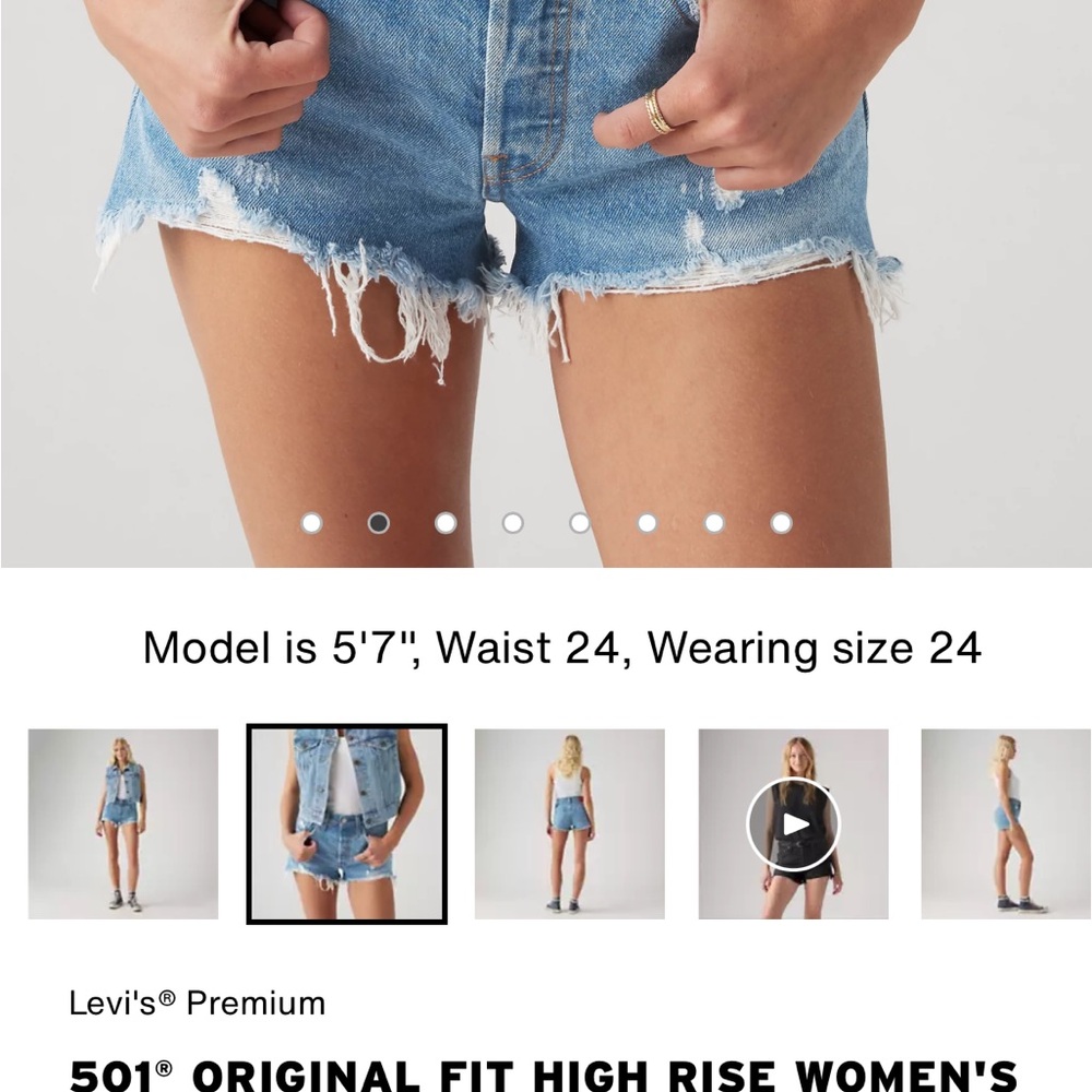 Levi's Women's Blue Denim High Rise Shorts - 501 Original Fit